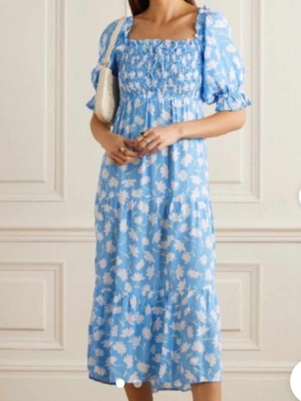 Faithful the brand Blue Floral Smocked Maxi Dress